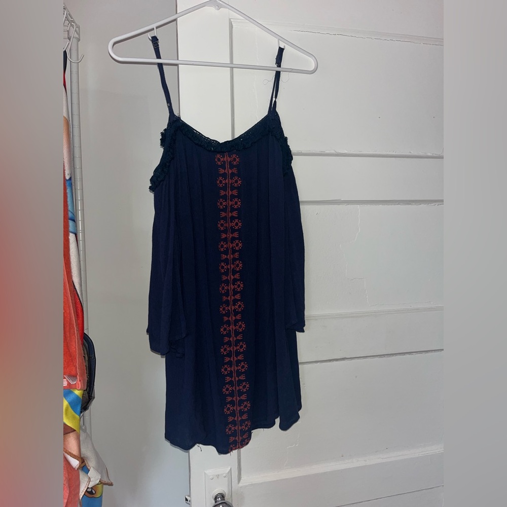Navy Blue off the shoulder mini dress